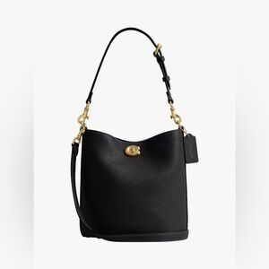 Coach Willow Bucket Bag in Black Leather with Gold Hardware